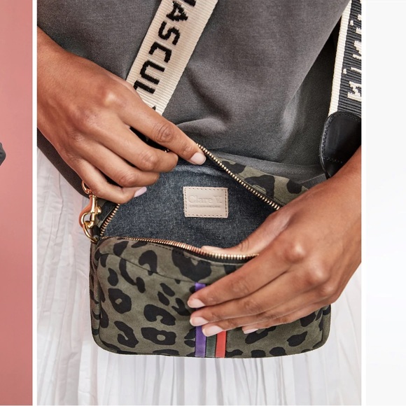 Clare V. Midi Sac Army Pablo Cat Suede Mini Stripes Crossbody Bag NWT - Picture 5 of 7